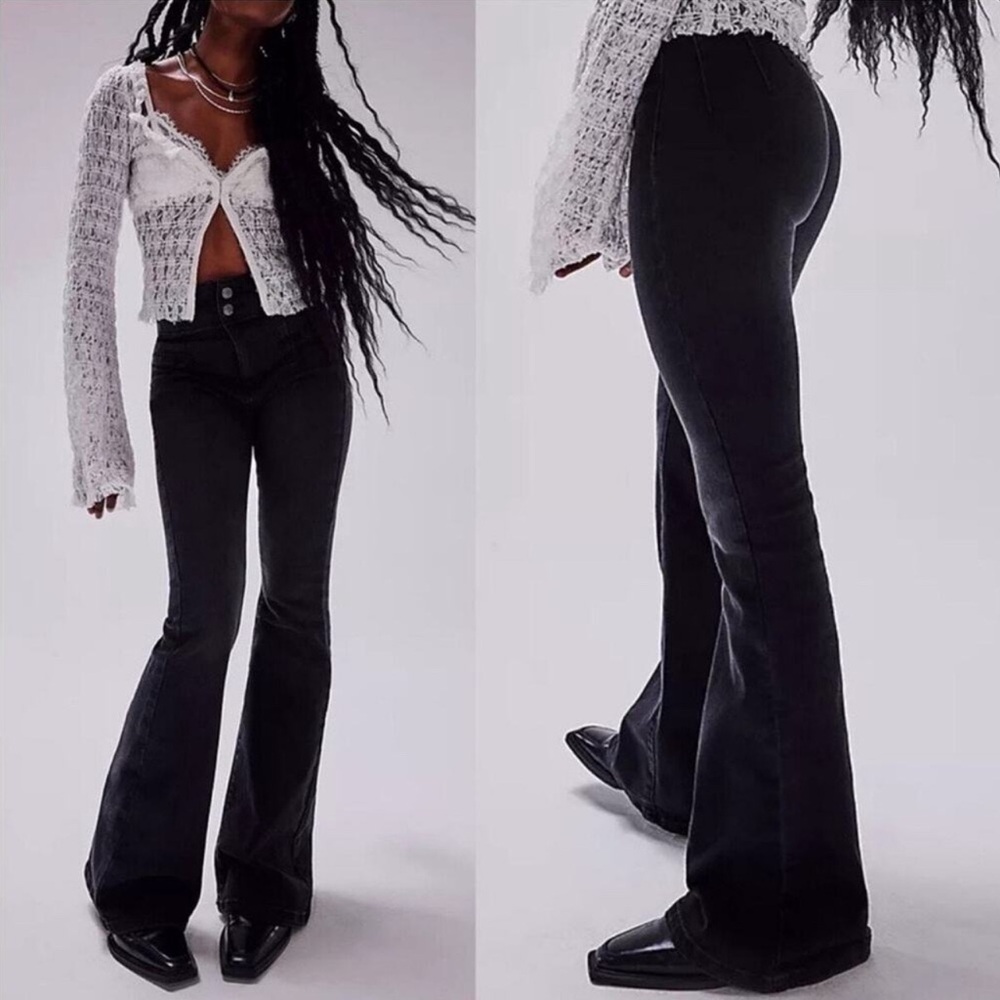 Free People We The Free Jayde Flare Jeans Onyx